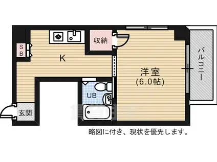 Sビル本川(1K/4階)の間取り写真