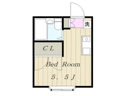 パレス桂(ワンルーム/2階)の間取り写真