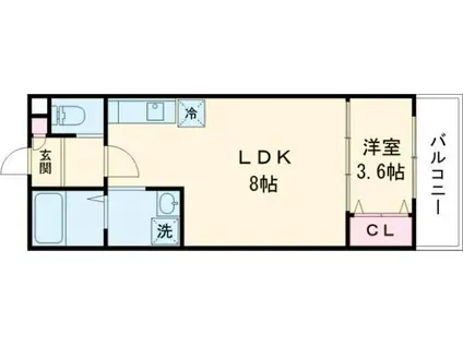 ALEGRIA古川橋II(1LDK/1階)の間取り写真