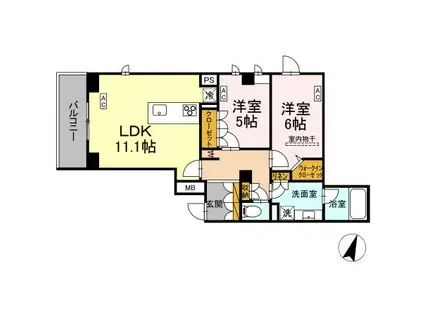 プライムフォレスト百合ヶ丘(2LDK/2階)の間取り写真