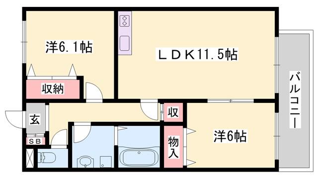 コンフォール清水(2LDK/1階)の間取り写真