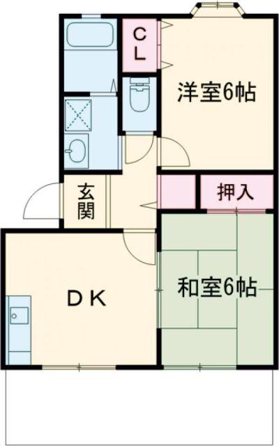 ジュネス香呂(2DK/1階)の間取り写真