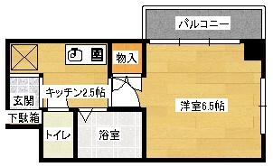 フェリエ東雲(1K/4階)の間取り写真