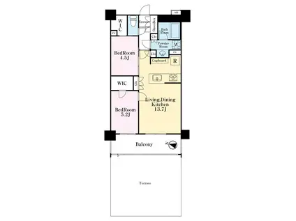 オープンレジデンシア平和台コート(2LDK/1階)の間取り写真