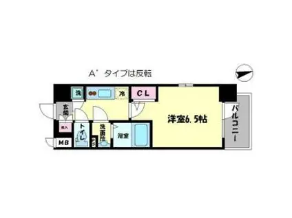 エスリード南堀江レジデンス(1K/6階)の間取り写真