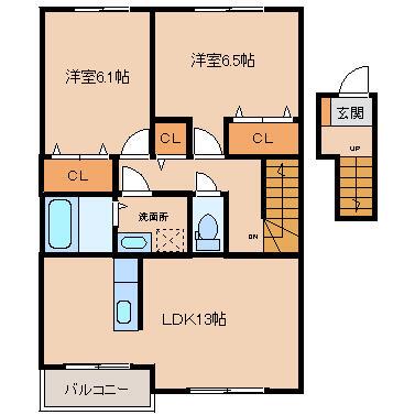 プルミエ・アムール(2LDK/2階)の間取り写真