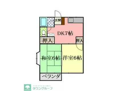 第1コーポ森田(2DK/2階)の間取り写真