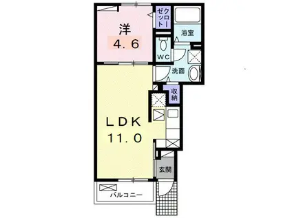 フルール・ド・リス I(1LDK/1階)の間取り写真
