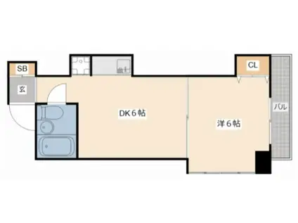 ジュネス姫路(1DK/1階)の間取り写真