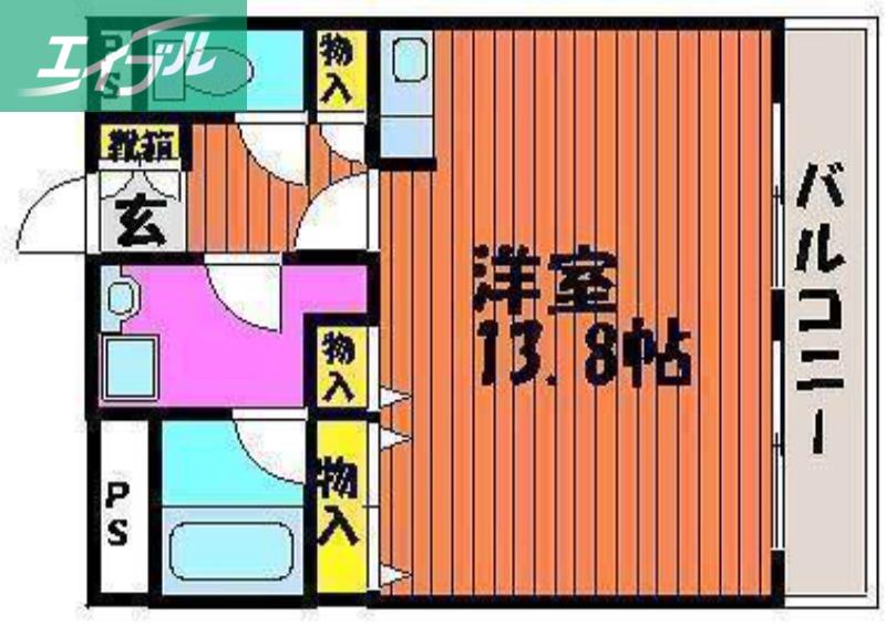 ブランカ新屋敷(ワンルーム/3階)の間取り写真