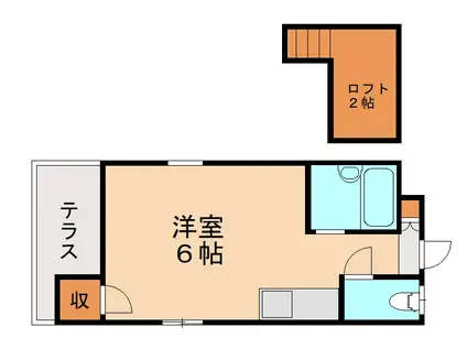 PRIME折尾(ワンルーム/2階)の間取り写真