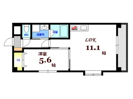 コンフォール空港通(1LDK/6階)の間取り写真