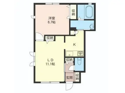 メゾンブランシェ(1LDK/1階)の間取り写真