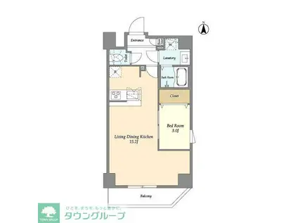 アルファコート谷在家(1LDK/9階)の間取り写真