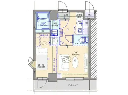コーポ代々木上原(2K/5階)の間取り写真