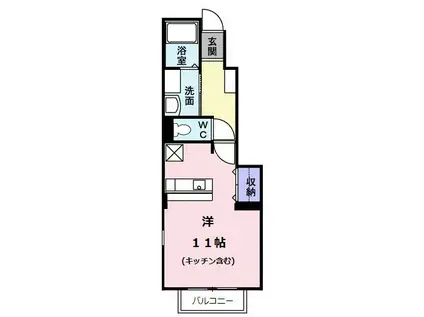 ルーセント(1K/1階)の間取り写真