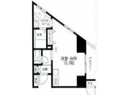 スカイプラザII(ワンルーム/2階)の間取り写真