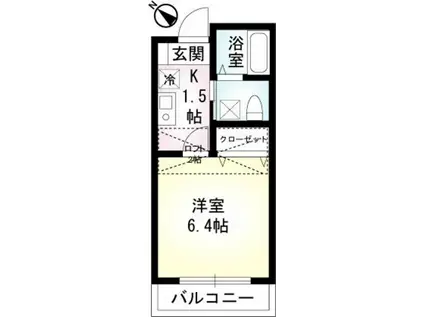 インディゴブルー汐入(1K/2階)の間取り写真