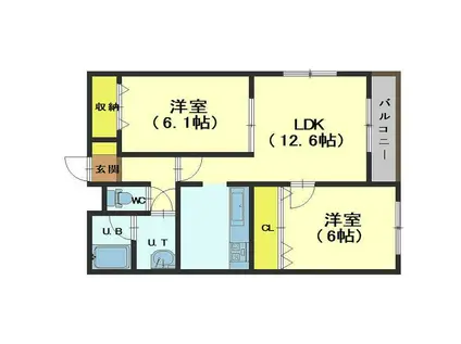 AVANT・GARDE V(2LDK/1階)の間取り写真