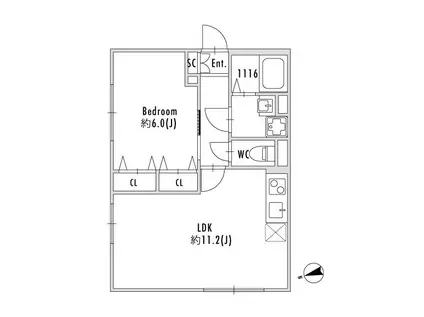 PASEO下北沢代沢II(1LDK/3階)の間取り写真