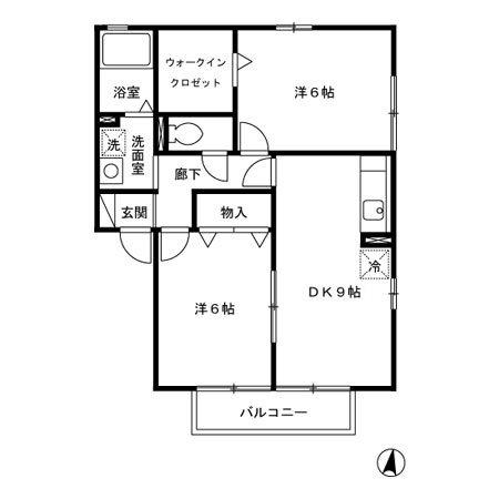 グランデ・カノン(2LDK/2階)の間取り写真