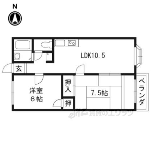 アルペジオ胡桃(2LDK/2階)の間取り写真