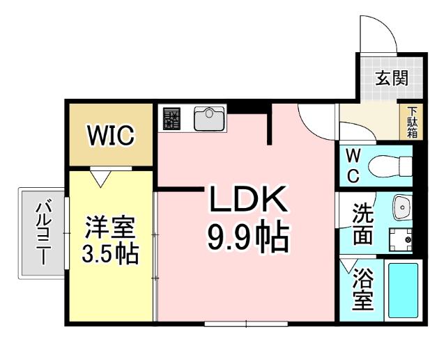 DROOM熊本(1LDK/2階)の間取り写真