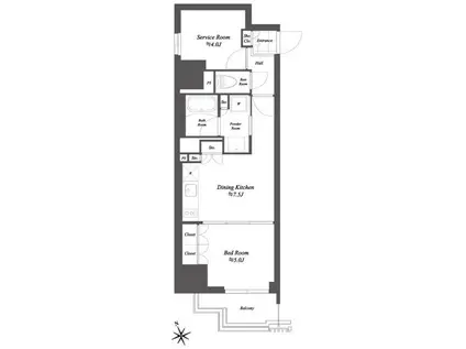 THE GATEHOUSE浅草雷門(1SDK/4階)の間取り写真