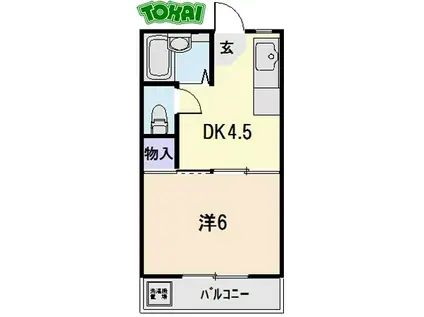 メゾン桜(1DK/1階)の間取り写真