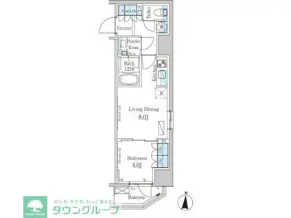 パークアクシス錦糸町ヴェール(1LDK/4階)の間取り写真