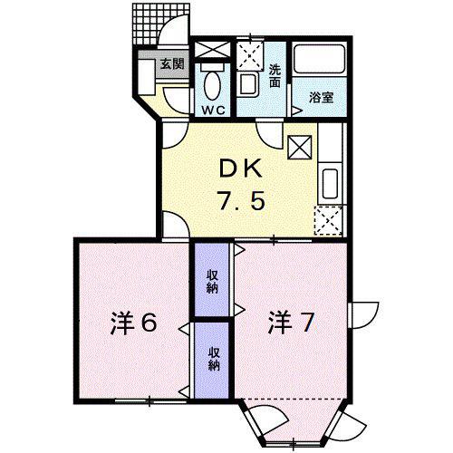 ヴィンヤードハウスI(2DK/1階)の間取り写真