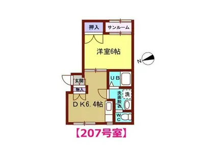 フラワーハイツ18(1DK/2階)の間取り写真