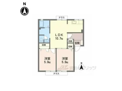 グリーンハイツA(2LDK/1階)の間取り写真