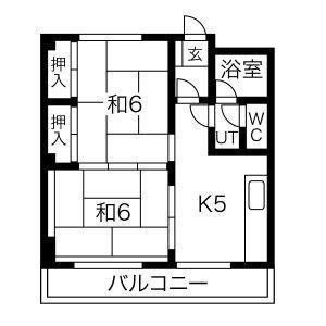シャンドールホワイト中駒(2K/3階)の間取り写真