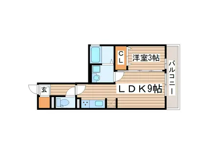 ボヌール SA(1LDK/3階)の間取り写真