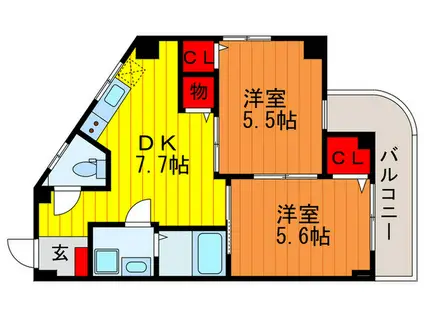 バンブス守口(2DK/2階)の間取り写真