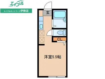 ダンケタカミヤII(ワンルーム/2階)の間取り写真