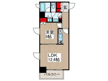 レジディア月島II(1LDK/12階)の間取り写真