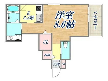 ブルーリーフ2(1K/2階)の間取り写真
