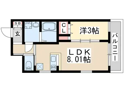 ライブフラット塚本新北野(1LDK/4階)の間取り写真
