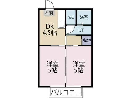 エーデルハイムI(2DK/2階)の間取り写真