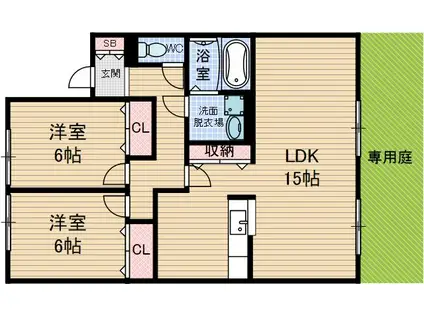 ルミエール並木(2LDK/1階)の間取り写真