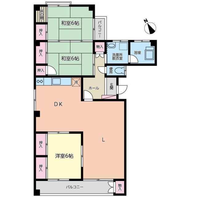 落合マンション(3LDK/3階)の間取り写真