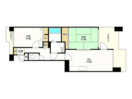 ピカソ平野(2DK/1階)の間取り写真