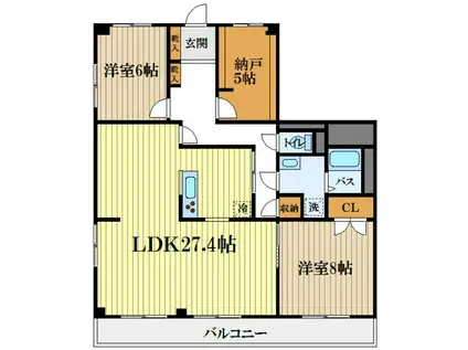 メゾンドール萩(2SLDK/6階)の間取り写真