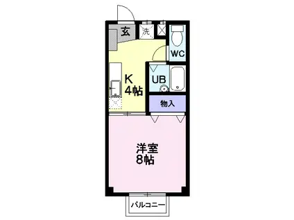 オランダ村G棟(1K/2階)の間取り写真