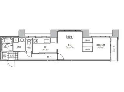 小石川コロン(1LDK/6階)の間取り写真