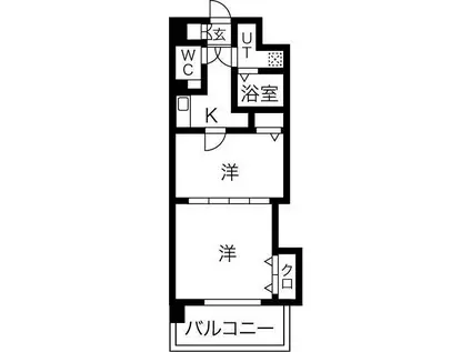 セントラル名古屋(2K/6階)の間取り写真