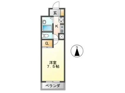 スタンドアップ古市(1K/2階)の間取り写真