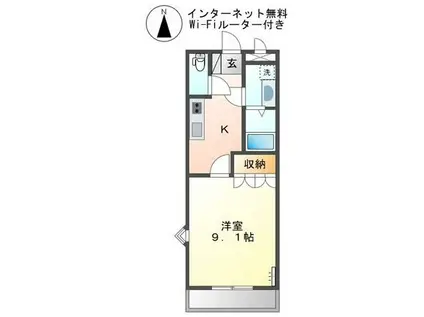 サンクチュアリー(1K/1階)の間取り写真